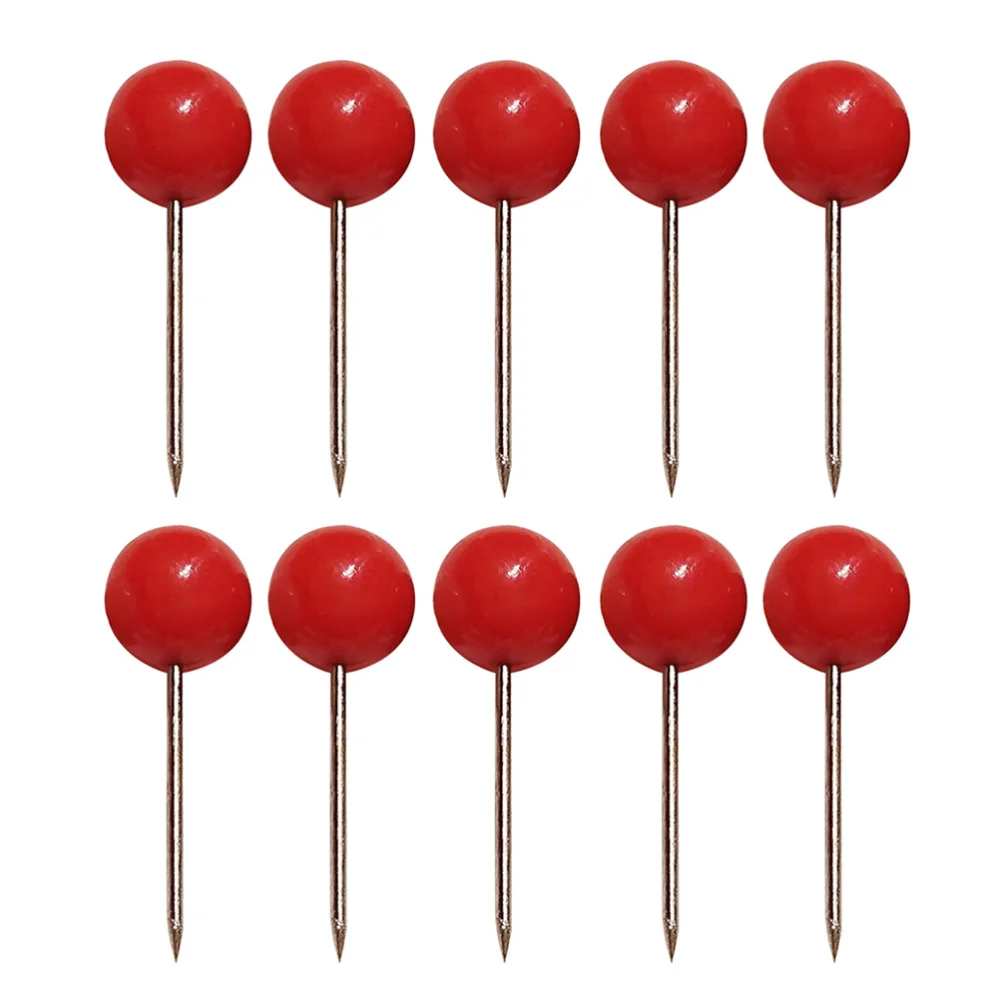 

100Pcs Push Round Head Map Tacks with Stainless Point for Office Home Crafts DIY Marking (Red)