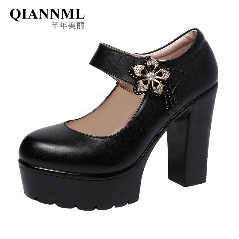 

Женские туфли на массивной платформе, туфли-лодочки с кристаллами и цветочным принтом, свадебные туфли белого цвета, маленький размер 32-43, д...