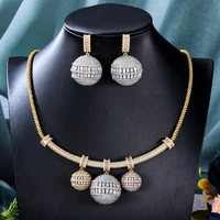 soramoore luxury necklace earrings jewelry sets full cubic zircon crystal cz dubai bridal wedding jewelry sets dress accessarie