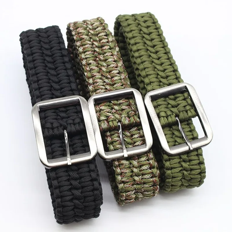 Outdoor Survival Paracord Belt 550 Paracord Belt 1.2m Utility Belt Milspec Cord Solid with Steel Buckle camping hiking clmbing