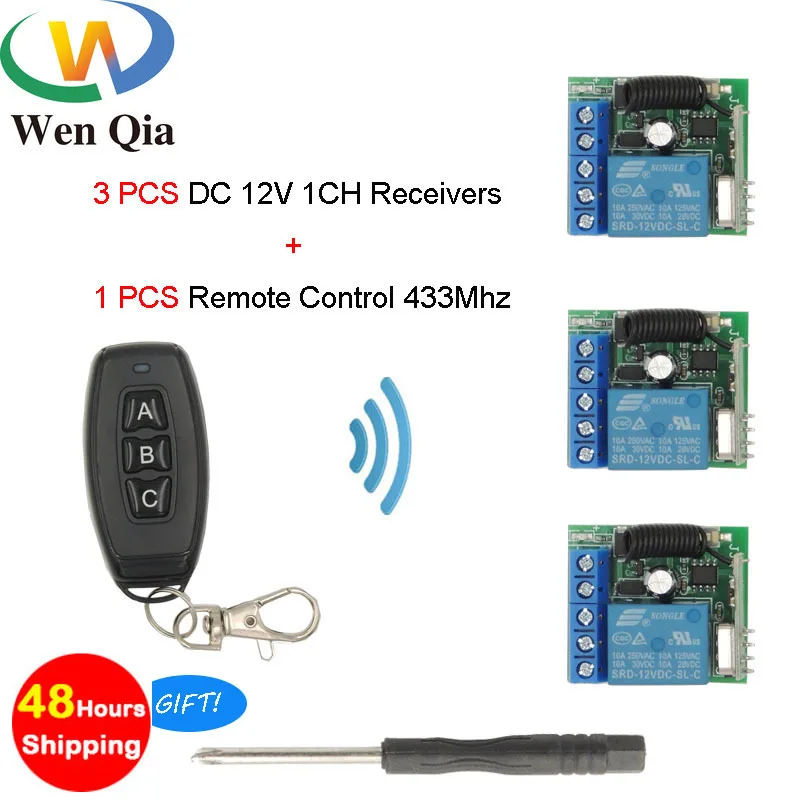 

433Mhz Universal Wireless Remote Control RF Smart Switch DC 12V1CH Relay Receiver Module RF Transmitter For LED Light LAMP DIY