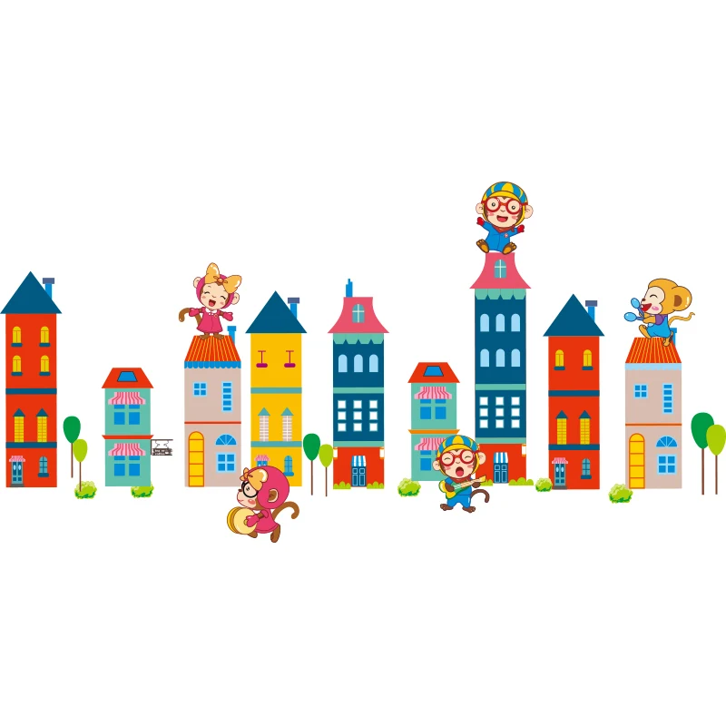 

Cartoon Airplanes Balloons Wall Sticker DIY Monkeys Castles Wall Decals for Kids Bedroom Baby Room Home Decoration Accessories
