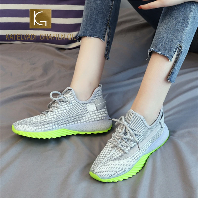 

Женские кроссовки на шнуровке KATELVADI, зеленые, на вулканизированной подошве, большого размера