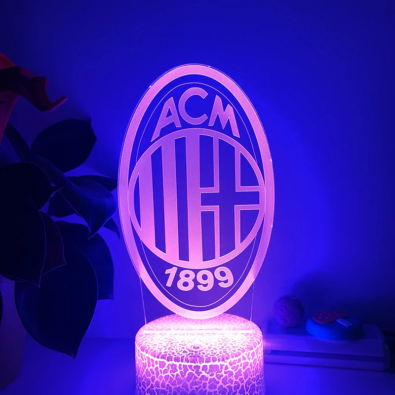 

Popular team logo3D LED16 color remote control acrylic night light children's bedroom bedside night decoration lights fans Gift