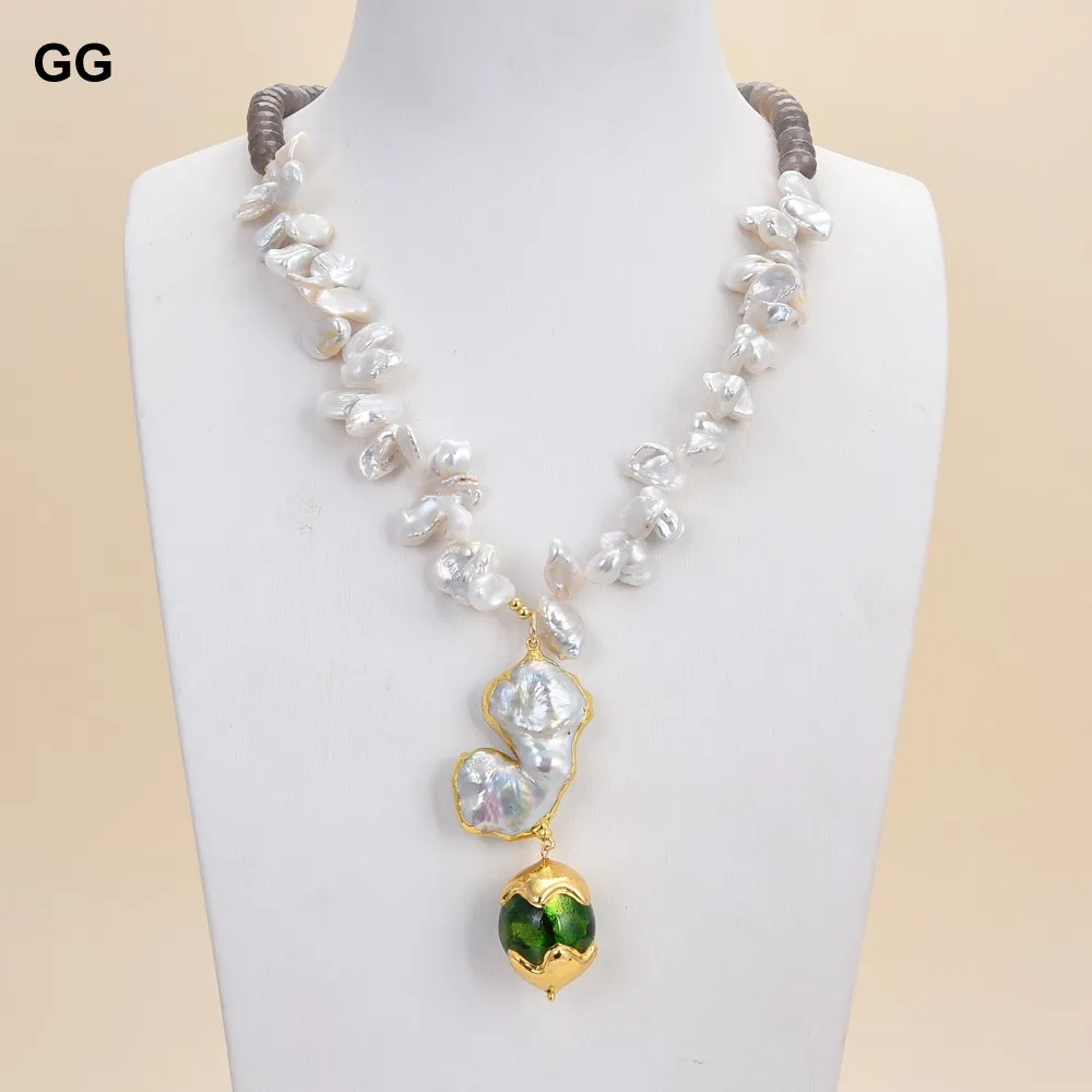 GuaiGuai ювелирные изделия Кеши жемчуг серый Агат Драгоценные камни камень ожерелье
