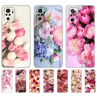 for xiaomi redmi 9a 9 9c 9t note 10 pro 9t case silicon back cover phone case funds etui bumper coque flower rose peony