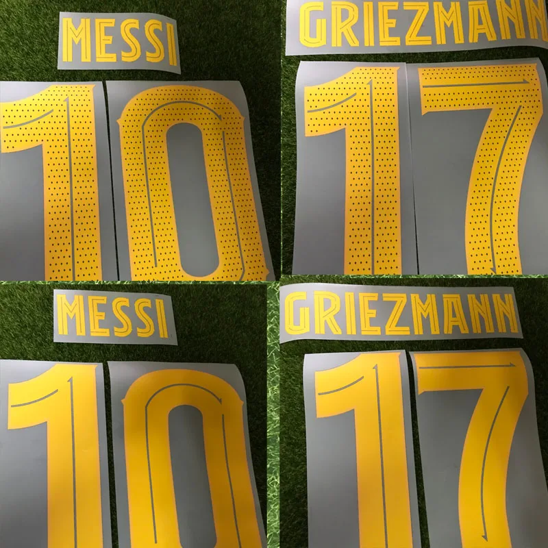 Высокое качество плеер Версия Messi Griezmann Nameset DE JONG Suarez Nameset с большими отверстиями печать футбольная нашивка