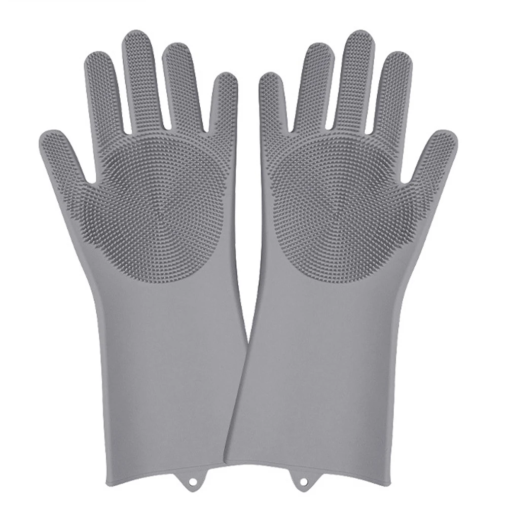 

2Pcs=1 Pair Silicone Kitchen Cleaning Dishwashing Gloves Magic Scrubber Rubber Dish Washing Gloves Tools Kitchen Gadgets