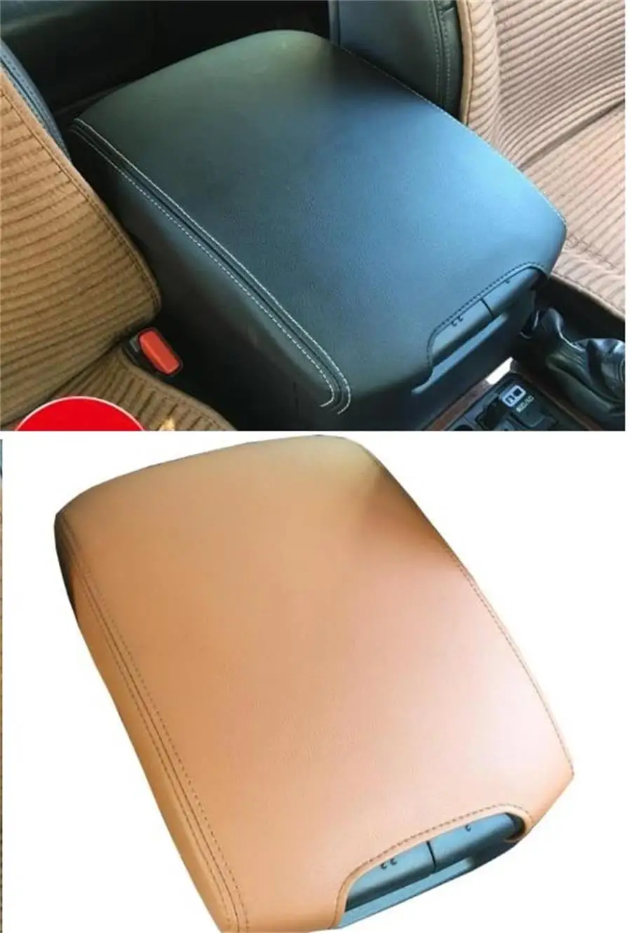 Чехол из микрофибры и кожи для центрального подлокотника Toyota Land Cruiser Prado 150 2010 2011