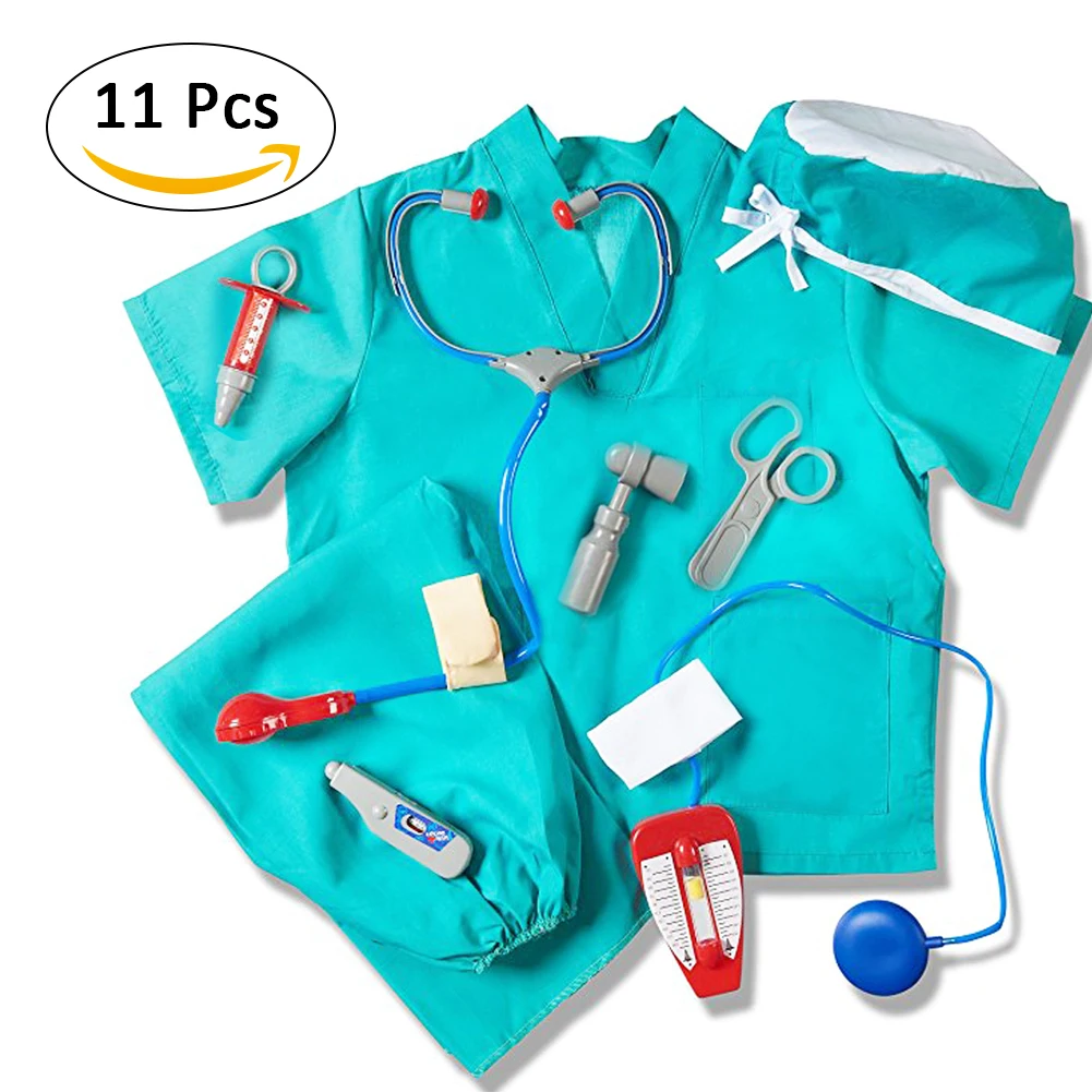 

Kids Doctor Pretend Play Unisex Child's Teens Surgeon Costume Set Blue Doctor Dress Up Surgeon Costume Set And Accessories