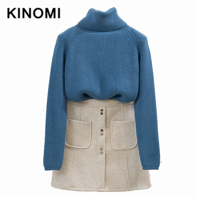 KINOMI осень зима женские элегантные комплекты одежды теплый вязаный свитер и