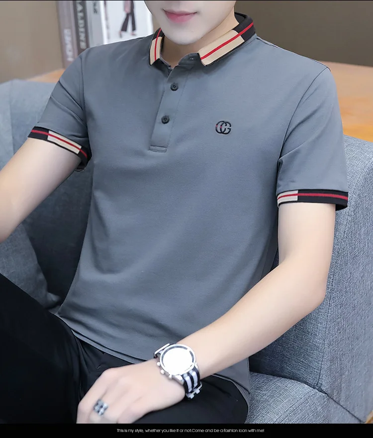 

Men's short sleeve T-shirt 2021 new summer Korean loose half sleeve trend handsome men's Polo Shirt