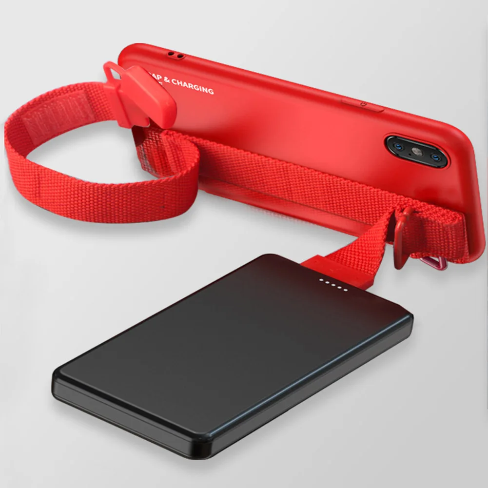 Charging Wrist Strap Holder Case For iPhone 11 Pro XS MAX XR X Invisible USB Charger Kickstand Silicone Capa 7 8 Plus |