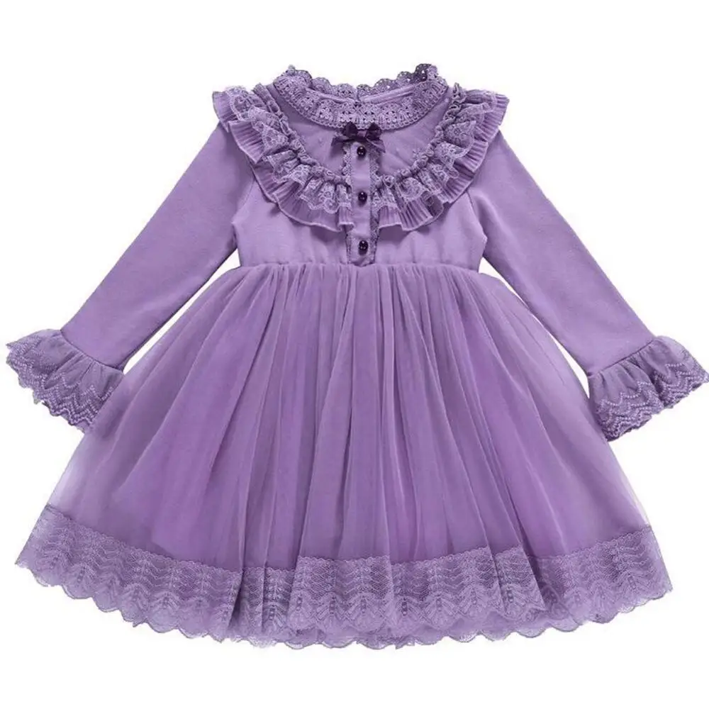 Winter Autumn Girls Dress Baby Toddler Long Sleeve Princess for Mesh Ruffle Party Dresses Kids Children Fall Clothes | Детская одежда и