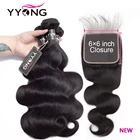 Пряди волнистых волос YYONG с застежкой 6x6, бразильские пряди волос с застежкой, пряди натуральных волос Реми с застежкой