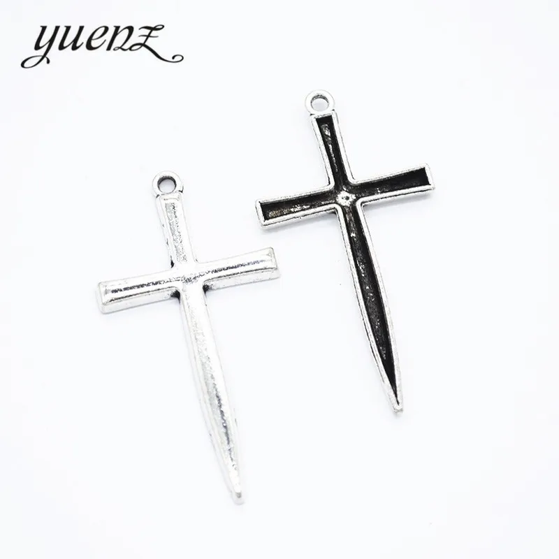 

YuenZ 10pcs Antique silver color alloy Metal cross pendant Charms for Jewelry Making Diy Handmade Jewelry 46*24mm T93