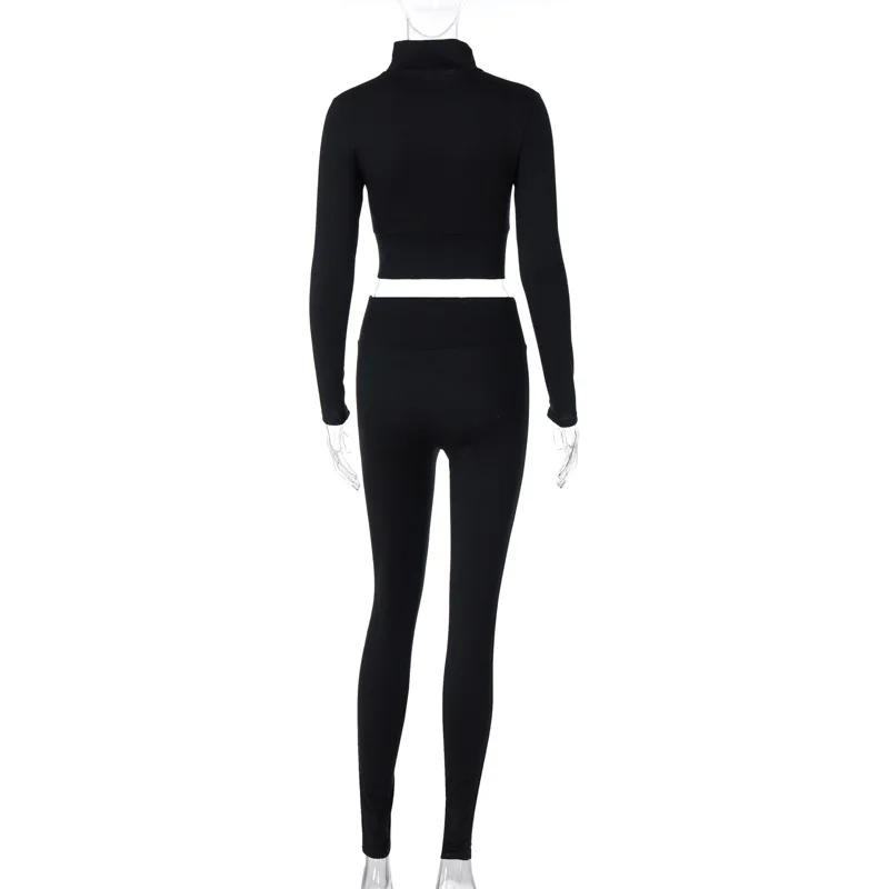 

Giyu Letter Print Two Piece Set Women Casual Crop Top Pants Set 2021 Autumn Sport Tracksuit Fitness Jogging Suit 2 Piece Set
