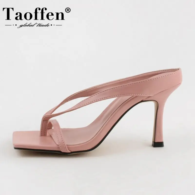 

Женские однотонные босоножки Taoffen, однотонные слипоны размеров 34-40 на тонком высоком каблуке