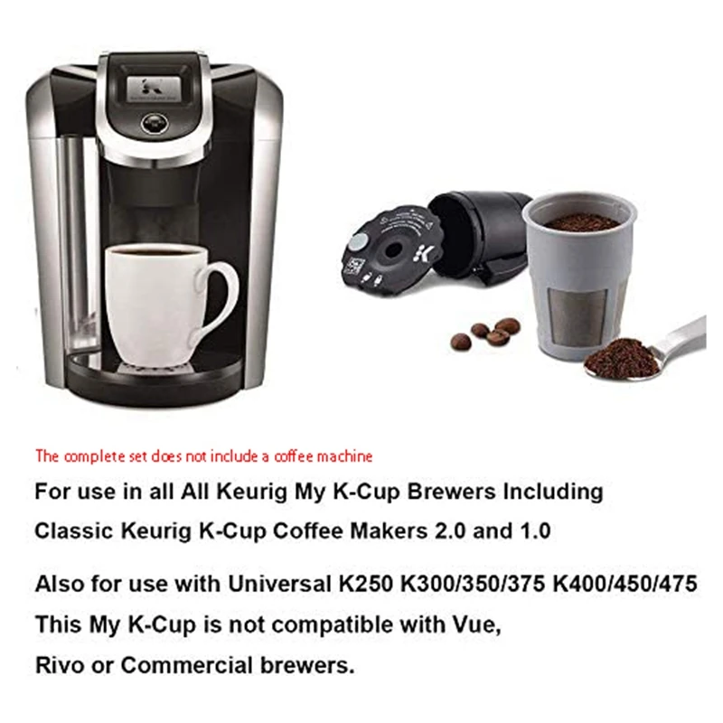 

Reusable Ground Coffee Filter Compatible with for Keurig My K Cup 2.0 and 1.0 Upgrade Ground Coffee Filter Refillable