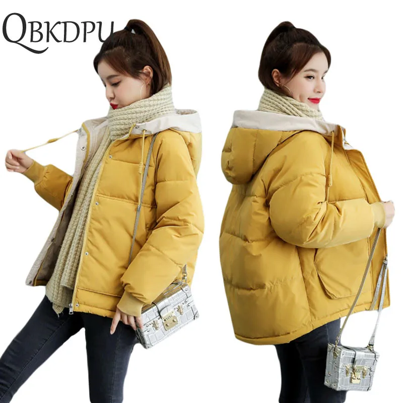 Женская свободная короткая куртка-парка Повседневная плотная теплая куртка с