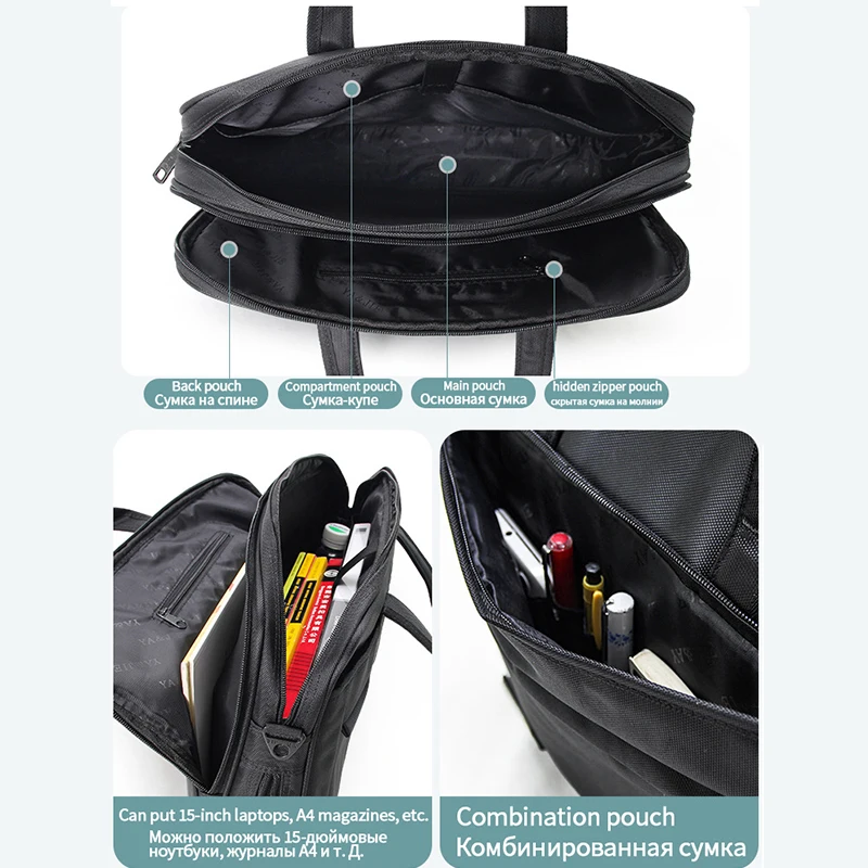 OYIXINGER Solid Business Briefcase For HP Acer Dell 16 17inch Laptop Men's Bag Meeting Travel Shoulder Handbag A4 Document Bags