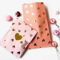 24sets lovely heart dots gold stamping gift bag wedding birthday party favor treat packing paper bag wrapping supply pink