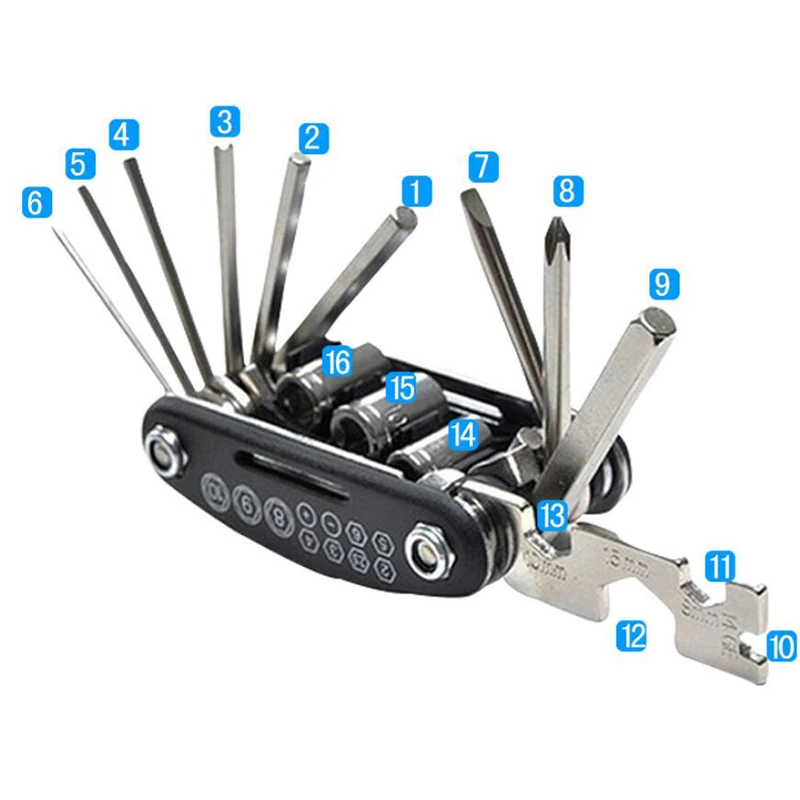

Новинка 2020 г., Универсальный многофункциональный мини-инструмент для ремонта велосипеда 16 в 1