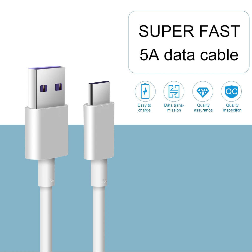 Кабель Swalle 5A Type C для быстрой зарядки телефонов Huawei P30 Pro 1 м USB кабель Samsung S9 S8 S10