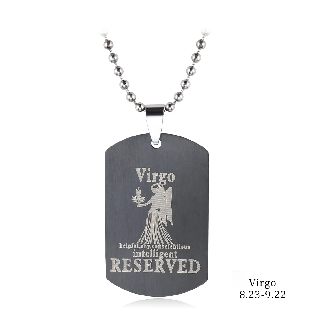 12 созвездий амулет подвеска из нержавеющей стали зодиака Dog Tag кулон бисерной