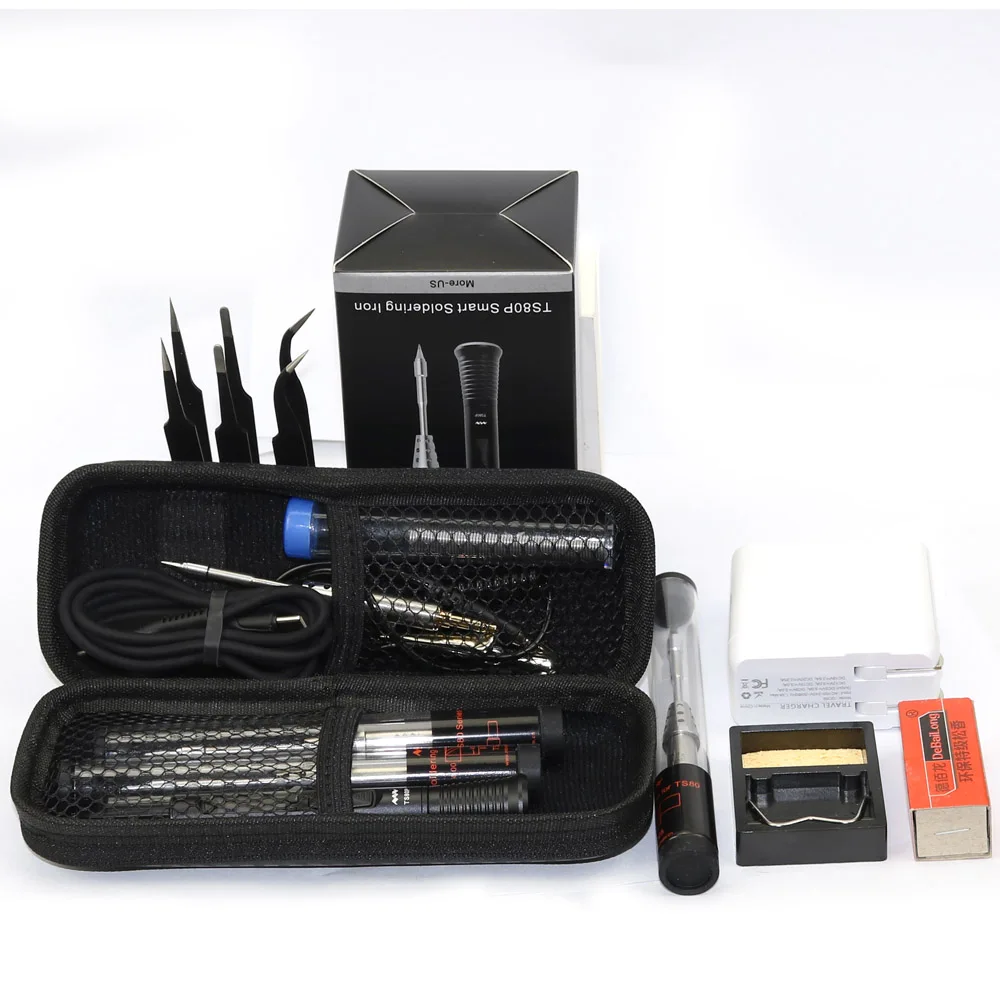 Цифровая паяльная станция Mini TS80P Портативная с OLED дисплеем и сумкой органайзером