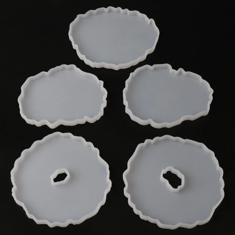 

5Pcs Crystal Epoxy Resin Mold Irregular Round Coasters Casting Silicone Mould DIY Crafts Ornaments Making Tools