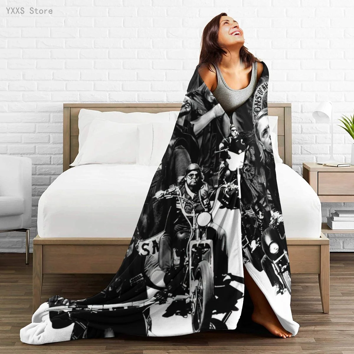 

Sons of Anarchy 3D Cartoon Sherpa Blanket Warm Super Soft Flannel Office Nap Bedspread Sofa Bedding Plush Quilt Plaids 291786133