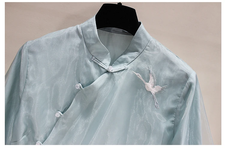 Китайская рубашка, традиционная китайская блузка, qipao Топ, шифон, длинный рукав, женские топы, чонсам, кружевная вышивка, блузка для девушек