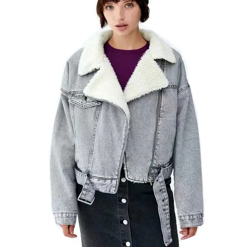 Богемный Вдохновленный женский джинсовый жакет с подкладкой из Борга зимняя