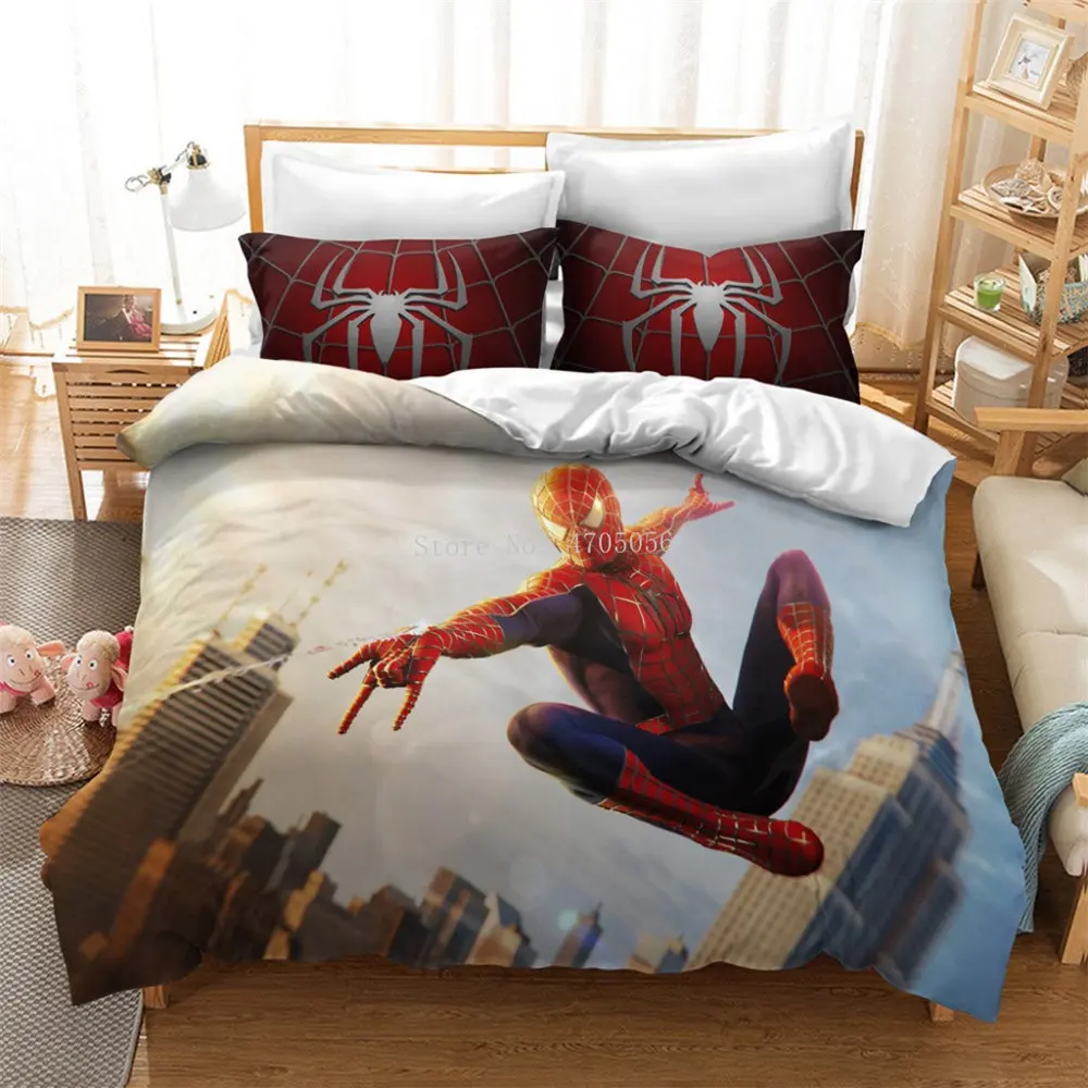 

Disney Cartoon 3D Bedding Set Spiderman Double Queen King Duvet Quilt Cover Pillowcase Boy Bedroom Decoration Home Textile