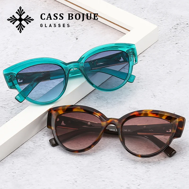 

New Sunglasses Women's cat's eye flat mirror personalized cheetah decorative mirror leg fashion sunglasses