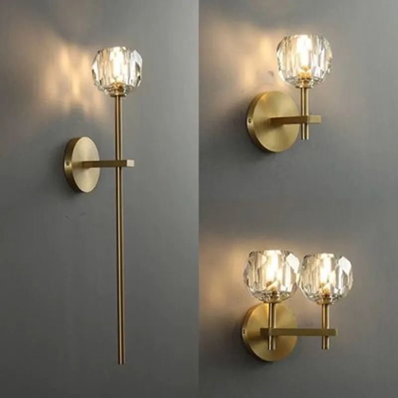 Светодиодный настенный светильник в скандинавском стиле с медными кристаллами