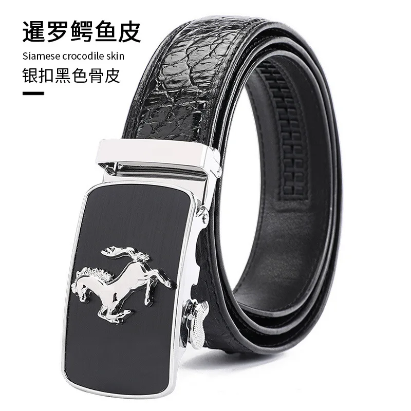 

Thai genuine crocodile waist belt man automatic metal buckle men's leather casual cintura uomo mens belts luxury cinturon mujer