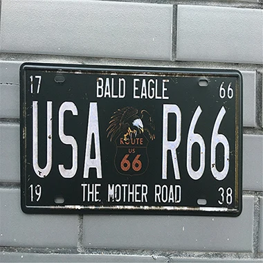 H 30x16 см винтажные металлические жестяные знаки Route 66 номер автомобиля номерной знак табличка Плакат Бар Клуб стены гаража украшения дома - Цвет: H