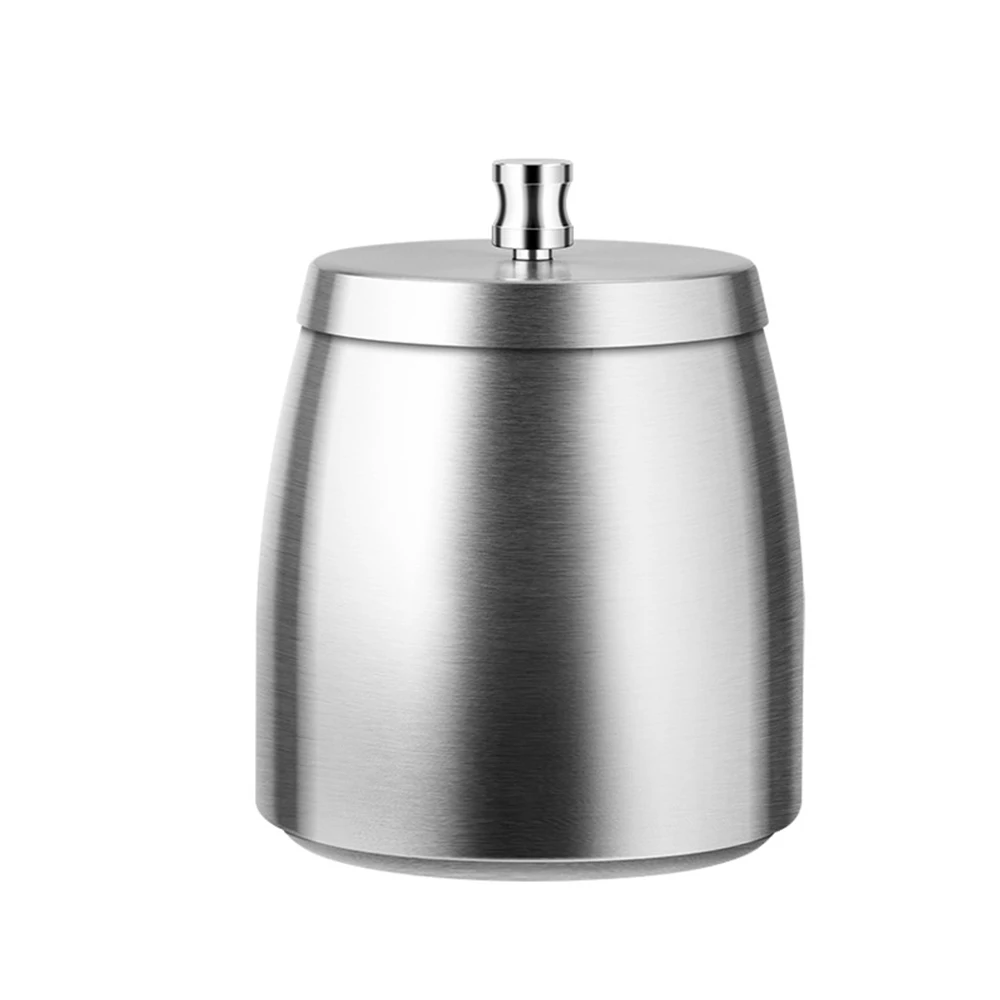 

1PC Stainless Steel Ashtray Thickened Wind Proof with Cover Portable Ash Container for Livingroom Hotel Bar KTV Office