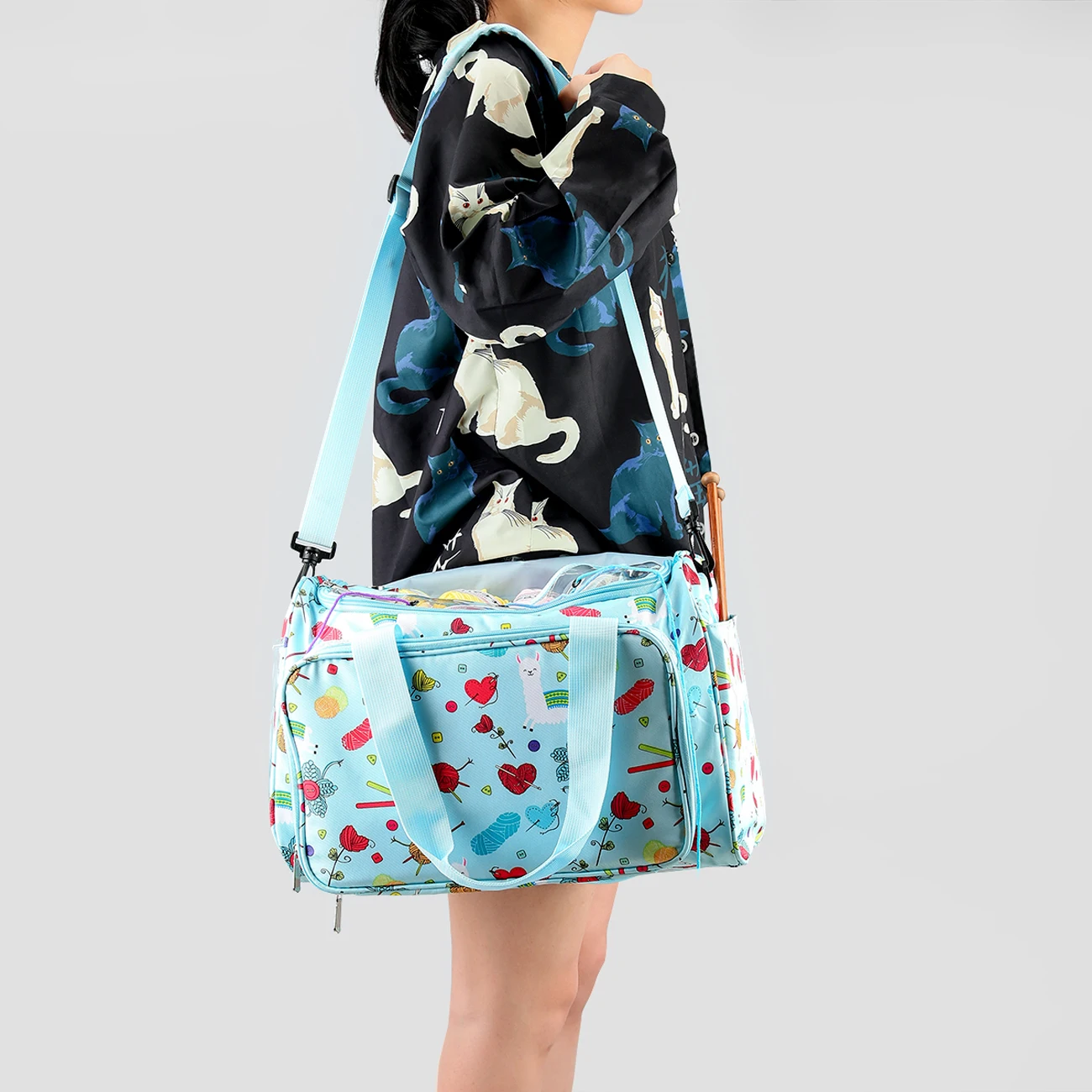 

Knitting Tote Bag, Portable Yarn Storage Carrying Bag Knitting Needles Crochet Organizer DIY Household Storage Bag