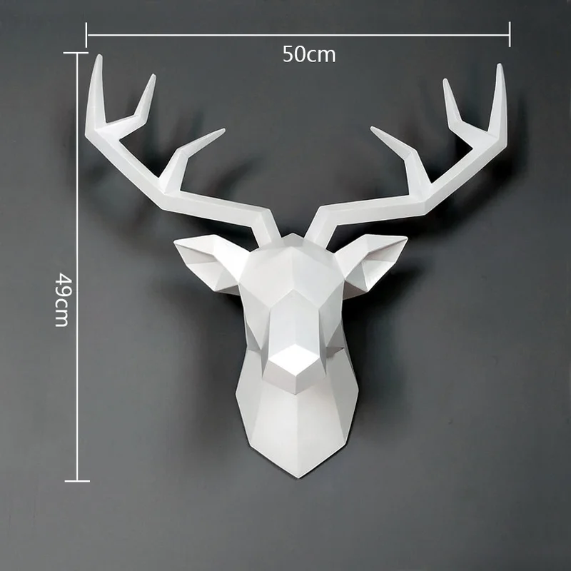 3D олень скульптура домашний Декор 50x49x20 см Настенная подвесная Статуя Украшение