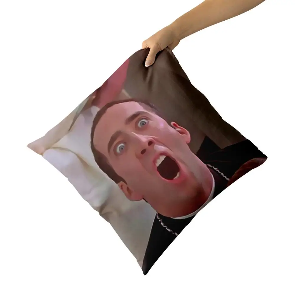 Наволочки для подушек с забавным лицом Николаса Кейджа из хлопчатобумажной