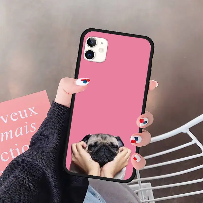 

Pug dog cute cartoon animal Phone Case for iPhone 11 12 pro XS MAX 8 7 6 6S Plus X 5S SE 2020 XR