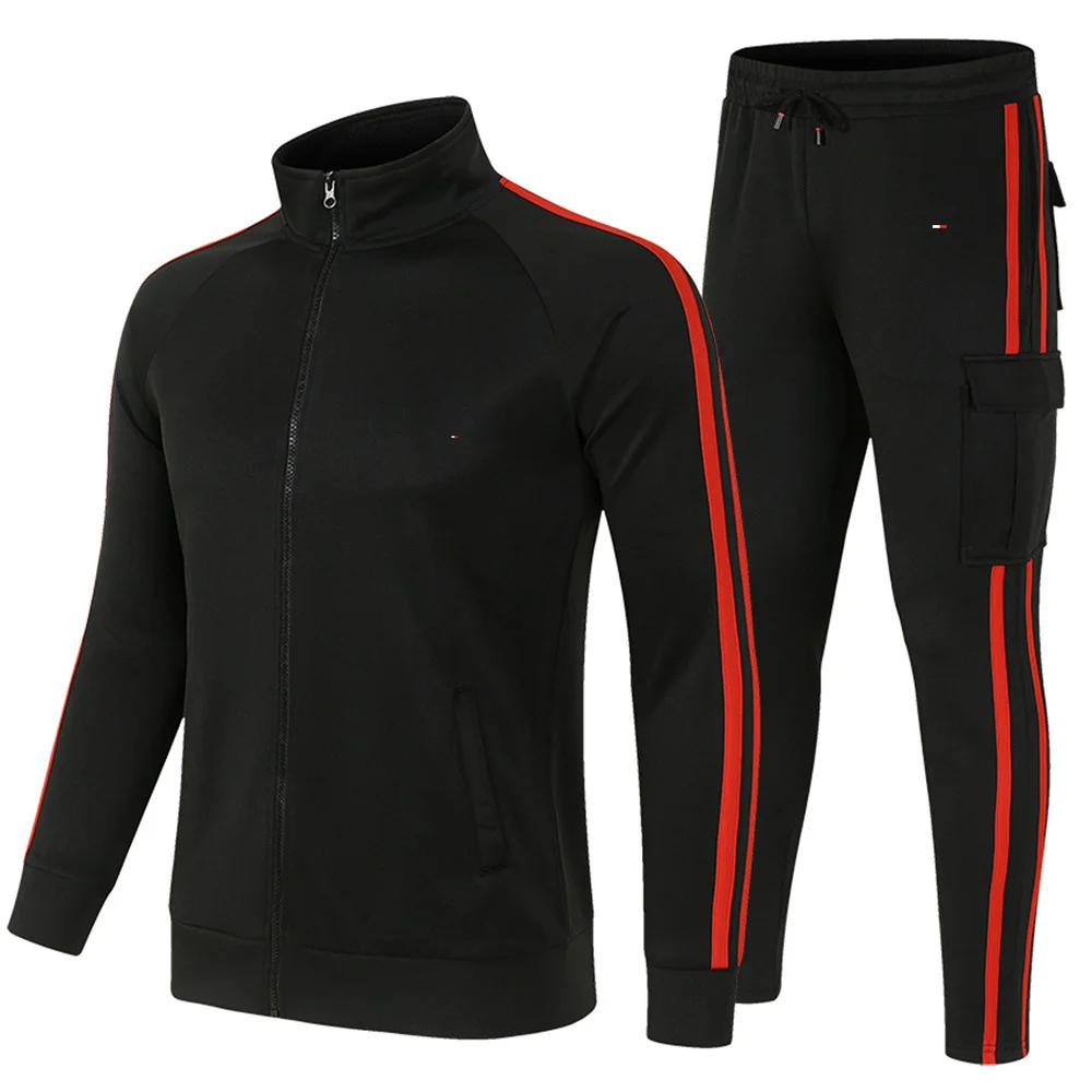 

Мужской модный спортивный костюм из 2 предметов, толстовка на молнии + штаны, спортивные костюмы, мужской зимний/осенний свитшот, худи, спорт...