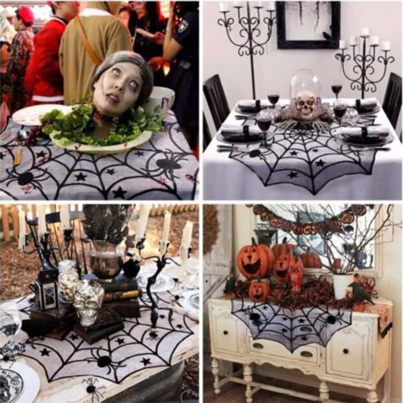 Хэллоуин паук звезда круглая веб скатерть камин стол Декор Топпер чехлы|Кулоны и