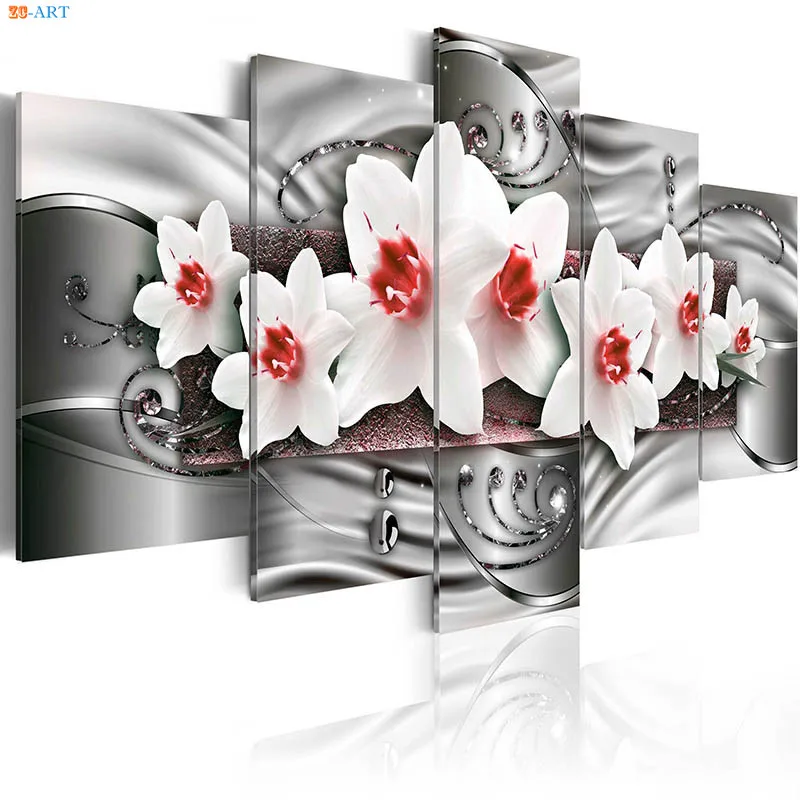 Орхидеи принты цветущие цветы холст живопись на холсте 5 Панель стены искусства