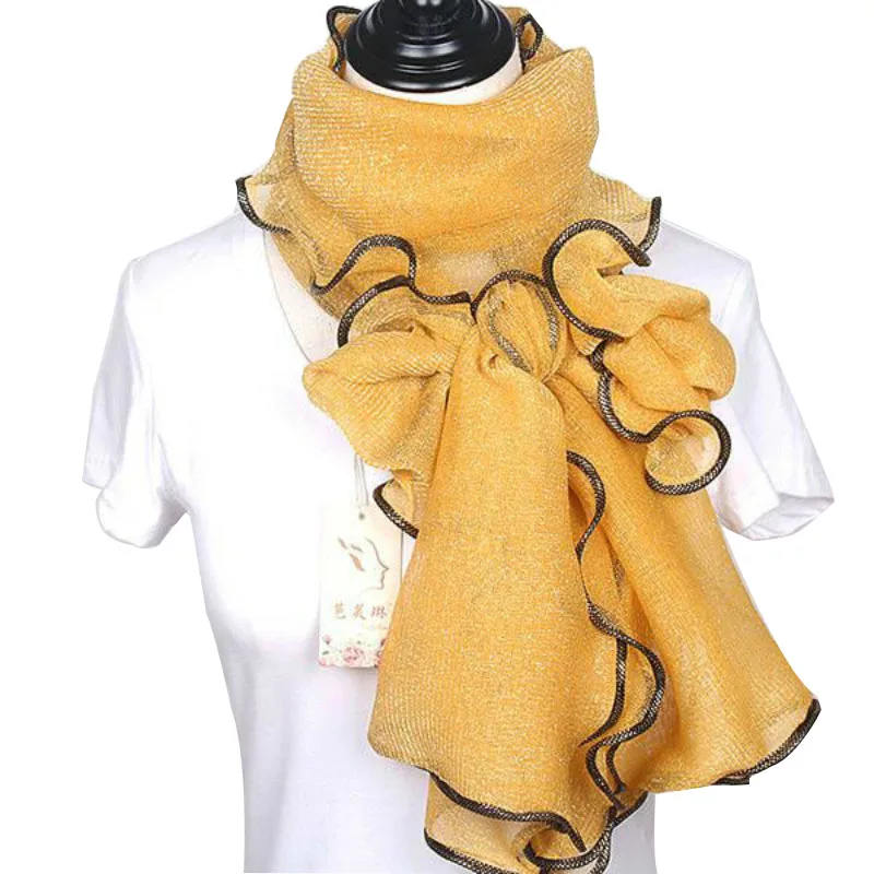 New Arrival Silk Scarves Long Trendy Women Gauze Plain Color Scarf Wrap Women's Breathe Absorb Sweat Lace Shawl | Аксессуары для