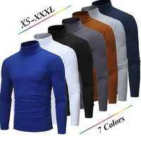 men turtleneck t shirt casual slim fit thermal pullover sweater wool warm compression tops bottoming shirt