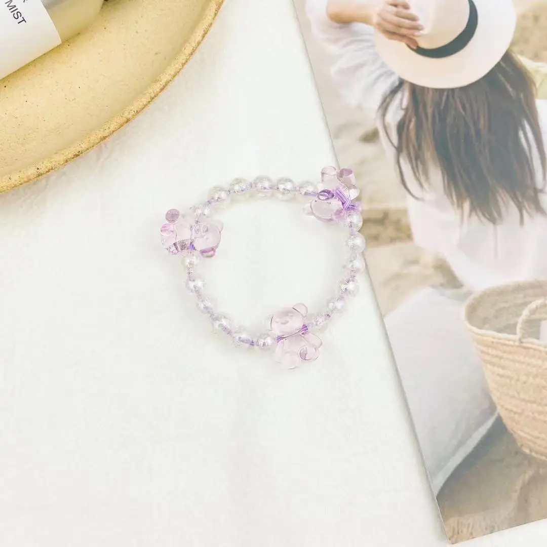 

3pcs/lot Korean Cute Bear Headband Pearl Rubber Band Elastic Hair Band Crystal Transparent Fashion Hair Accessories for girls